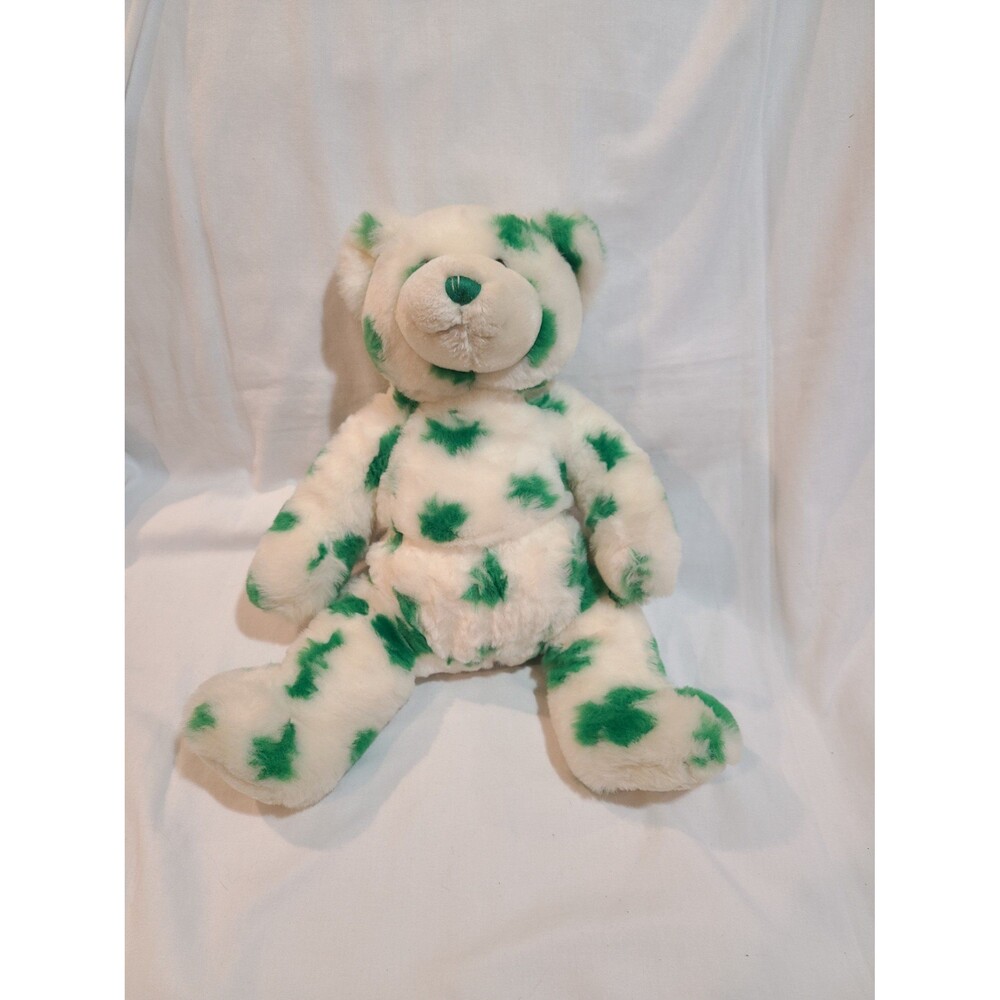 Build-A-Bear White Bear with Green Spots and Green Nose